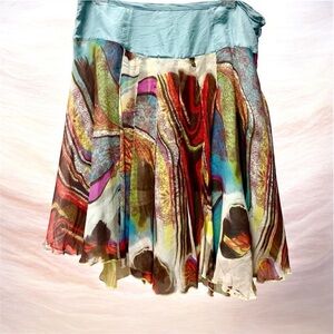 Rangoon 100%Silk Layered Skirt, One of a Kind Abstract Art Creation Da-Nang
